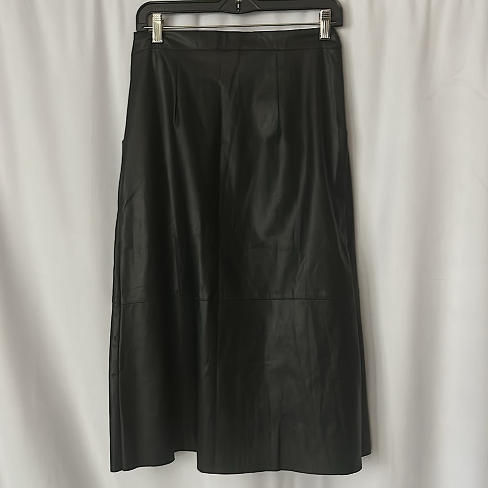 Amadi Anthropologie NWT Black Faux Leather Button Down Skirt **Size S** 🔥🔥 - Picture 2 of 5